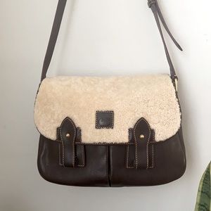 Dooney & Bourke Leather and Sherpa Saddle Messenger Bag